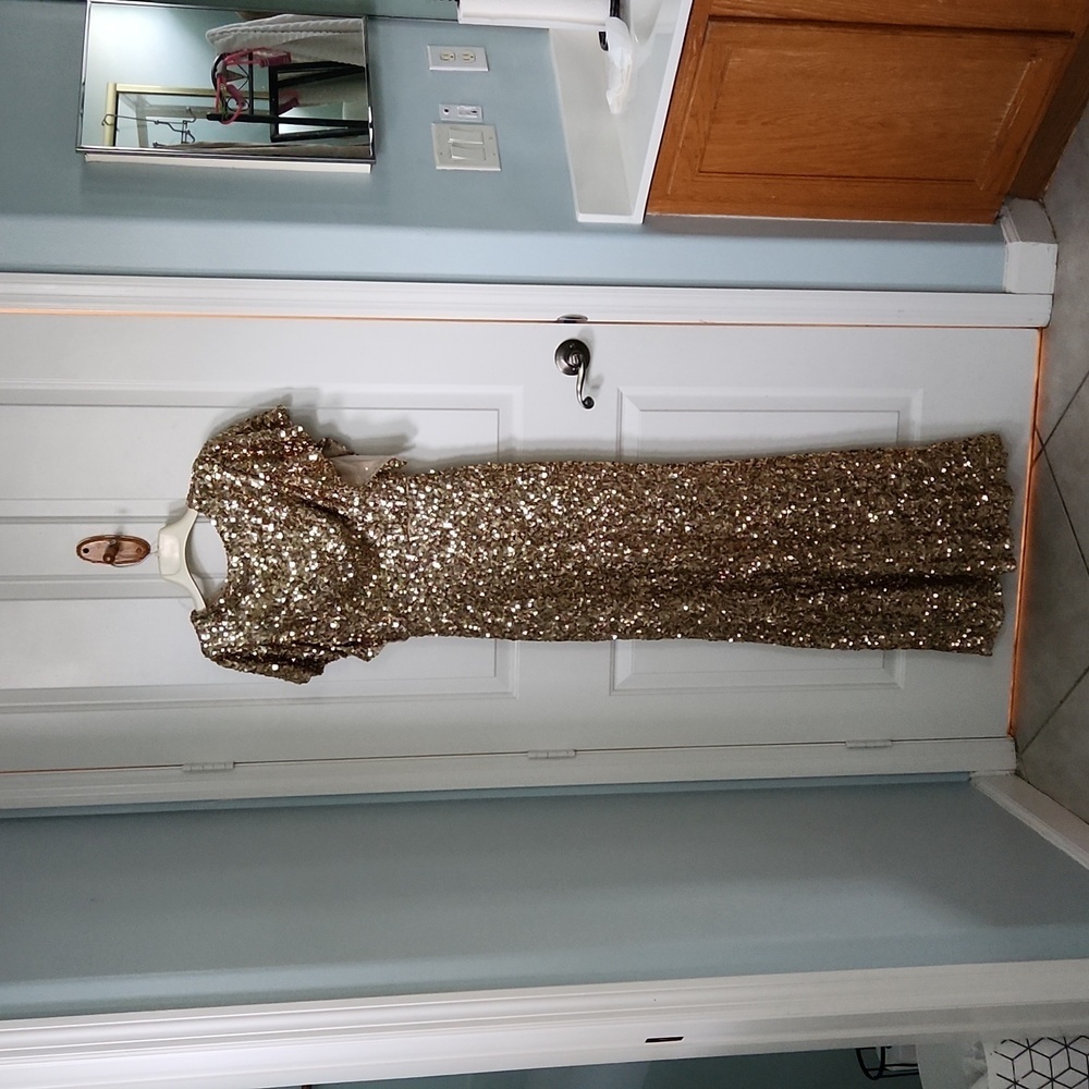 Gold Sequins long Maxi Evening Gown/Dress